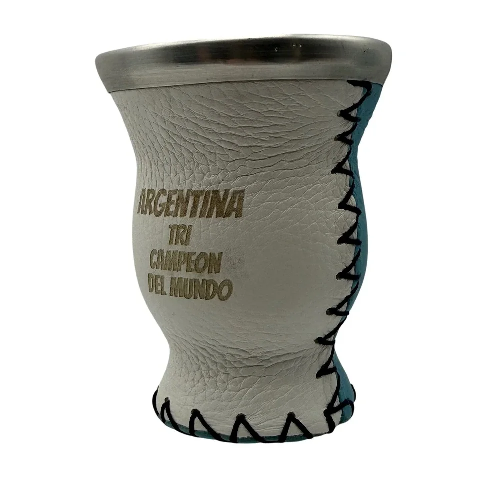 Argentina Tri Campeon‎ World Cup Yerba Mate Gourd Glass Interior & Hand Stitched